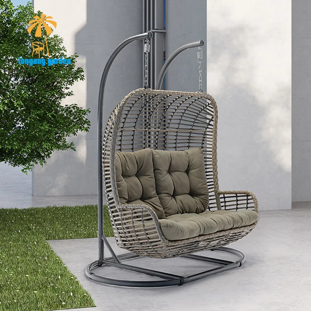 Living Room Leisure Wicker Hammock Garden Patio Single Rattan Hanging Swing Chairs with Stand