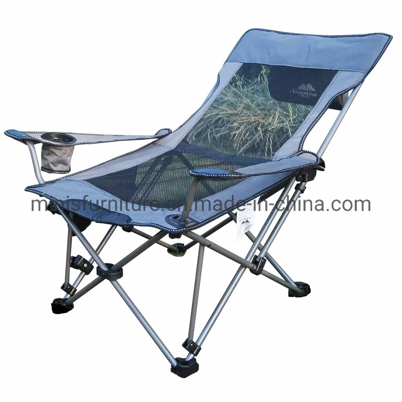 (MN-OC278) Patio Outdoor Beach Folding Chaise Lounge with Armrest and Cup Holder