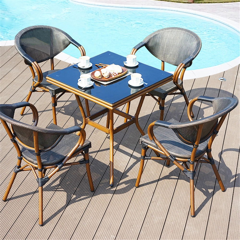 Rattan Indoor and Outdoor Bamboo Style Dining Table and Chair