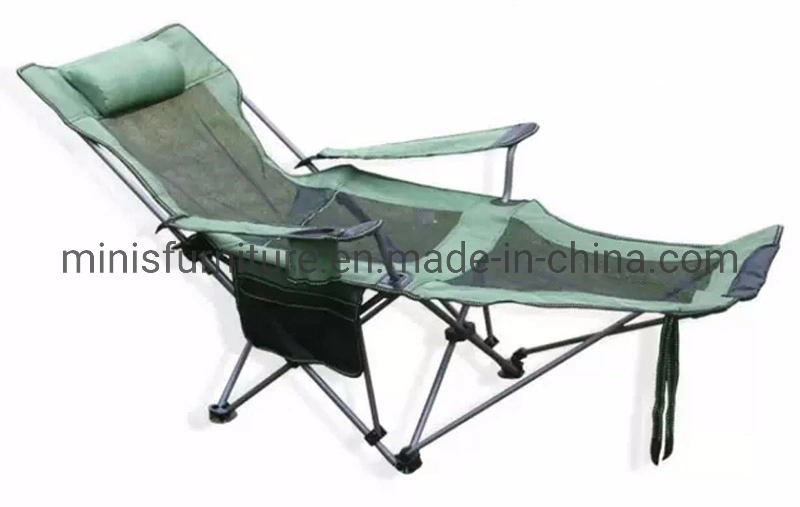 (MN-OC278) Patio Outdoor Beach Folding Chaise Lounge with Armrest and Cup Holder