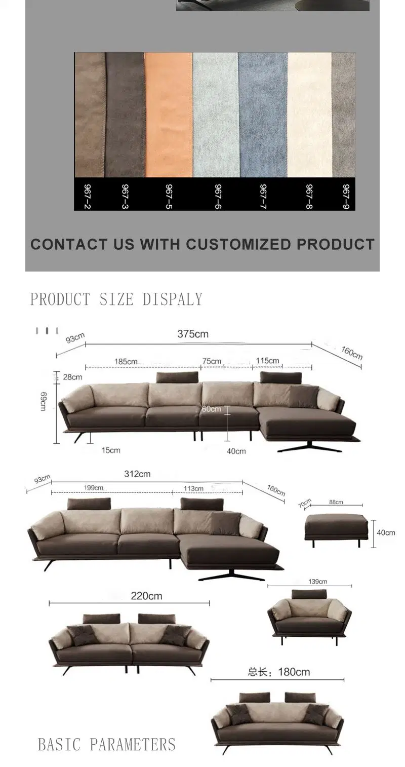 Good Quality Modern Simple Furniture Living Room L Shape Fabric Corner Sofa and Italian Fabric Luxury Furniture Sofa Set