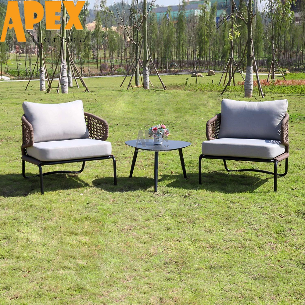 Aluminum Rope Italy Outdoor Garden Popular Hotel Furniture Rattan Waterproof Fabric Sofa