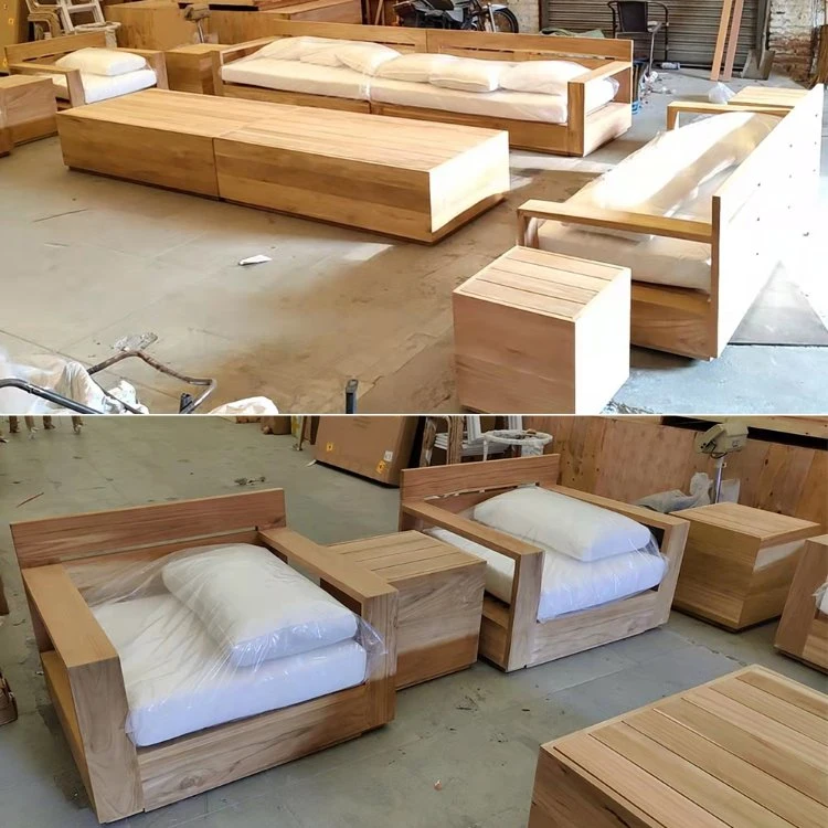 High Quality Outdside Deep Seating Garden Furniture Wooden Sofa Set Outdoor