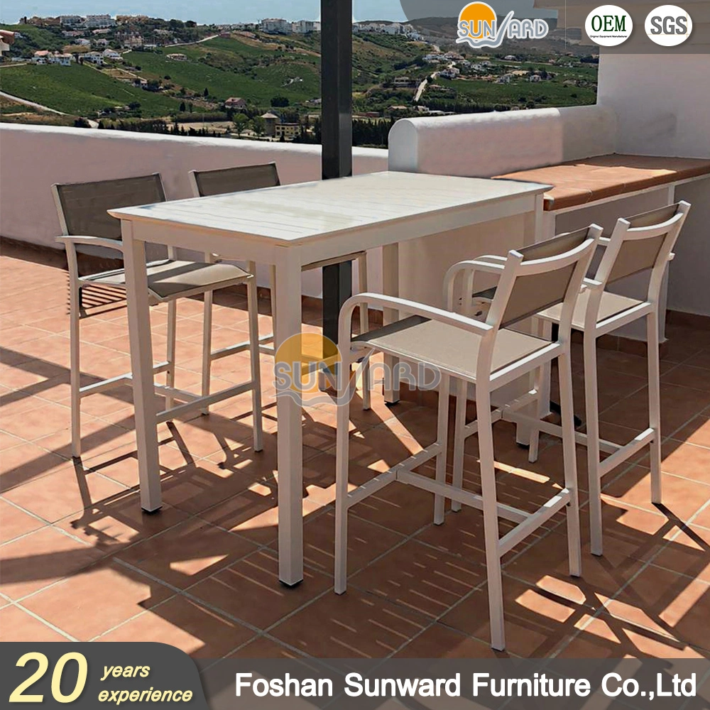 Modern Garden Patio Bistro Balcony Cafe Furniture Aluminum Bar Table and Chair Set for Outdoor Spaces