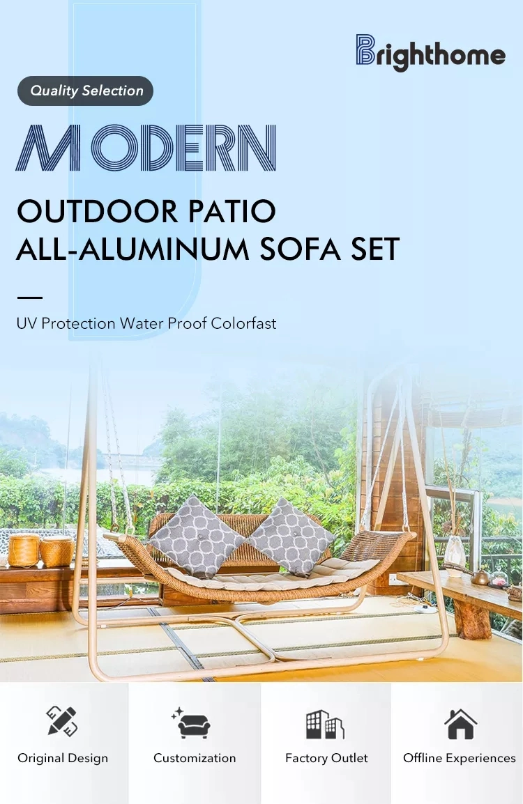 Aluminium PE Rattan Outdoor Furniture Leisure Double Patented Swing Hanging Chair
