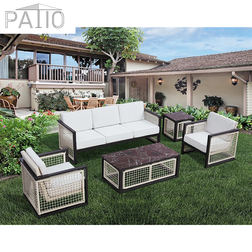 Outdoor Large Patio Luxury Rope Woven Deep Seating Loveseat Sofa