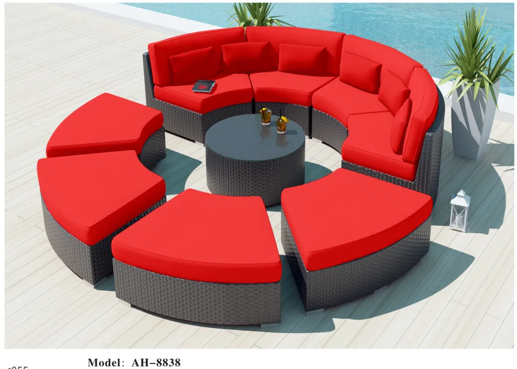 Circular Arc Sofa Half Round Furniture Healthy PE Rattan Garden Furniture Sofa Set Luxury Garden Outdoor Furniture Sofas