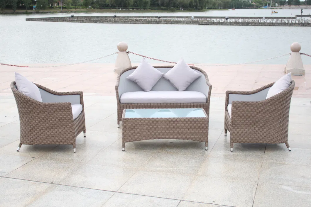 Powder-Coated Aluminum Pipe/Tube Bar Half Moon Rattan Garden Sofa Set