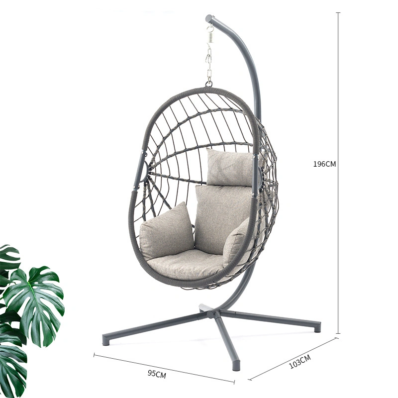 Outdoor High Quality Folding Rope Swing Chair Foldable Hanging Wicker Chair Patio Furniture