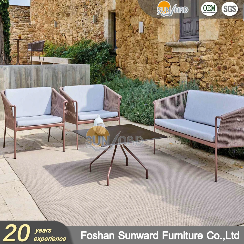 Outdoor Modern Leisure Aluminum Frame Woven Rattan Sectional Sofa Chair Furniture