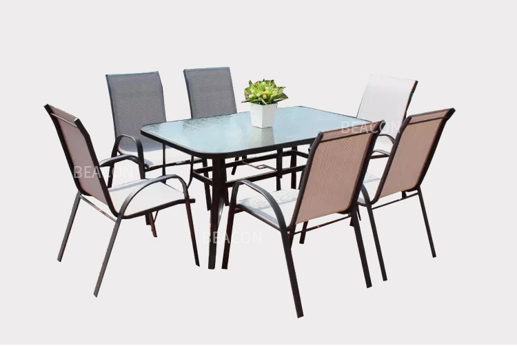 Facroty Direct Selling Outdoor Dining Tea Leisure Table 6PCS Chairs Aluminum Furniture Set
