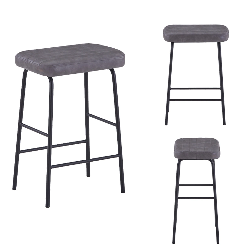 Modern Home Bar Outdoor Furniture PU Leather Seat Metal Leg Bar Stool High Chair for Living Room Restaurant