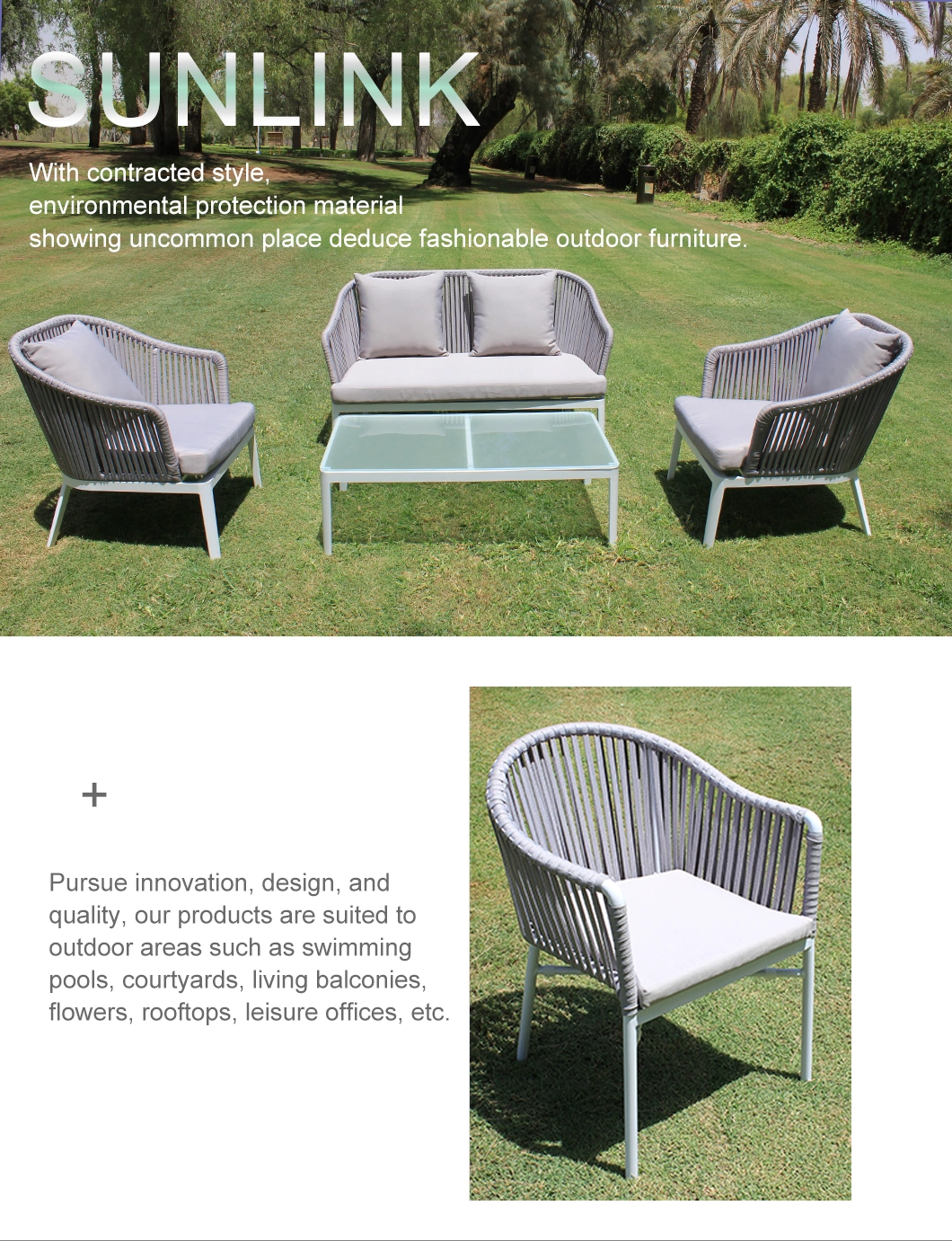 Manufacture Outdoor Rope Wholesale Rattan School Chair Home Garden Furniture Sofa Set