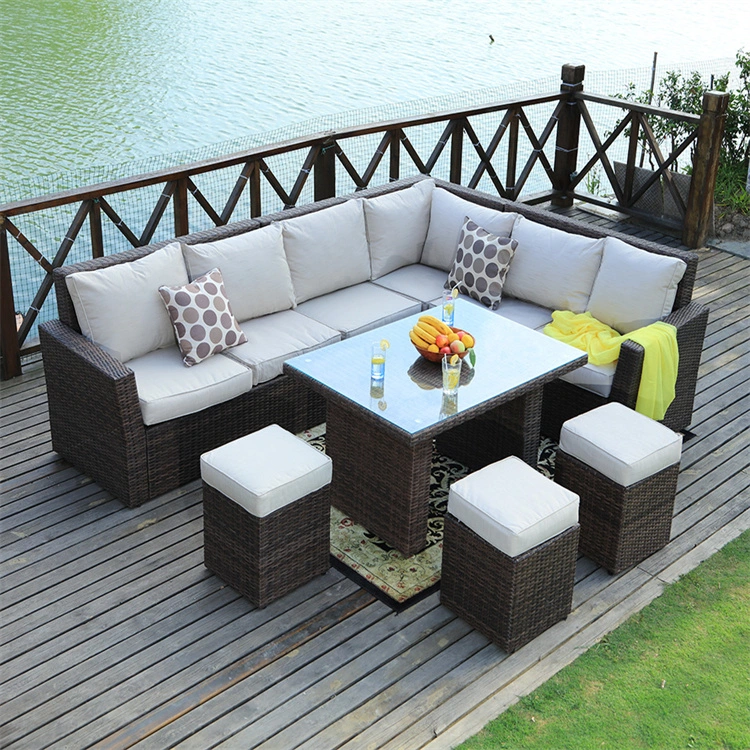 Factory Price Home Hotel Rattan Iron Frame Furniture Sofa Sofa Set Outdoor Furniture with Handmade Rattan Furniture Garden Camping Leisure Sofa Sets