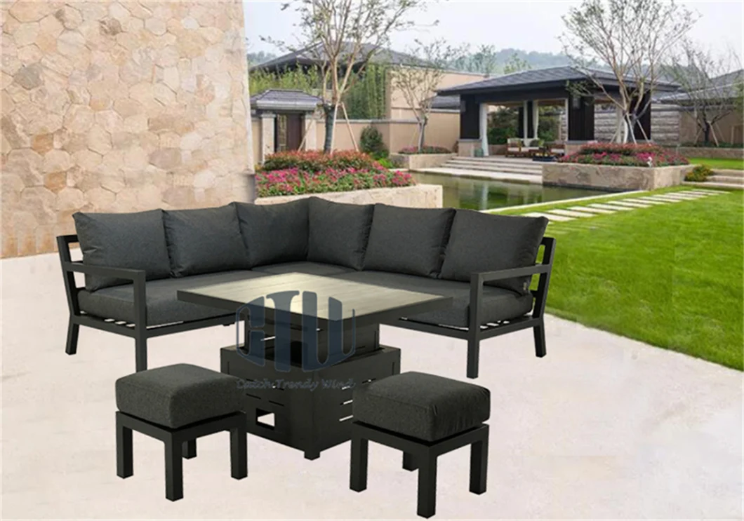 UV Resistant Garden Luxury Sectional Aluminum Sofa Set Hotel Outdoor Furniture