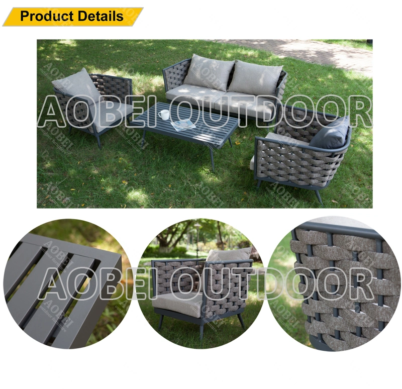 Modern Outdoor Exterior Garden Patio Home Leisure Rope Weaving Corner Lounge Sofa Furniture Set