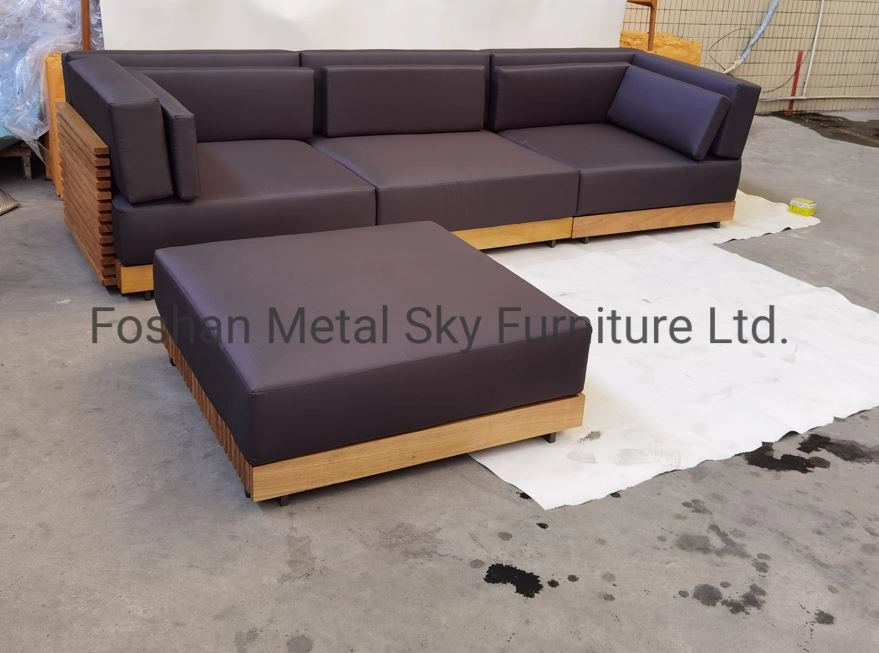 Outdoor Aluminum Wooden Garden Hotel Villa Patio Teak Combination Sofa