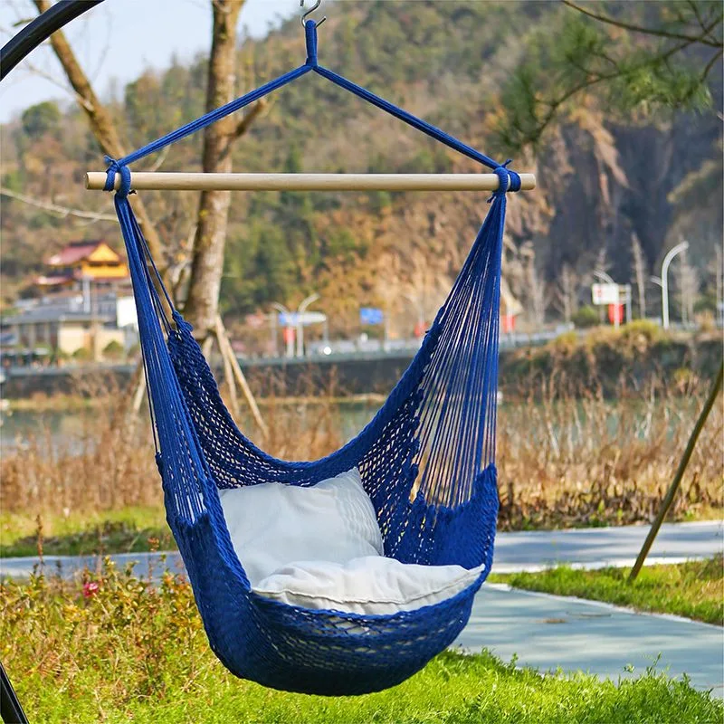 Outdoor Garden Patio Yard Handmade Cotton Rope Hanging Swing Seat Hammock Chair