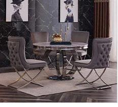 Marble Top with Stainless Steel Legs Dining Table Furniture with Popular Dining Chair