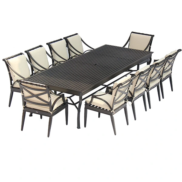 Outdoor Dining Table Outdoor Waterproof Table Durable High Quality Outdoor Aluminum Long Square Table Set