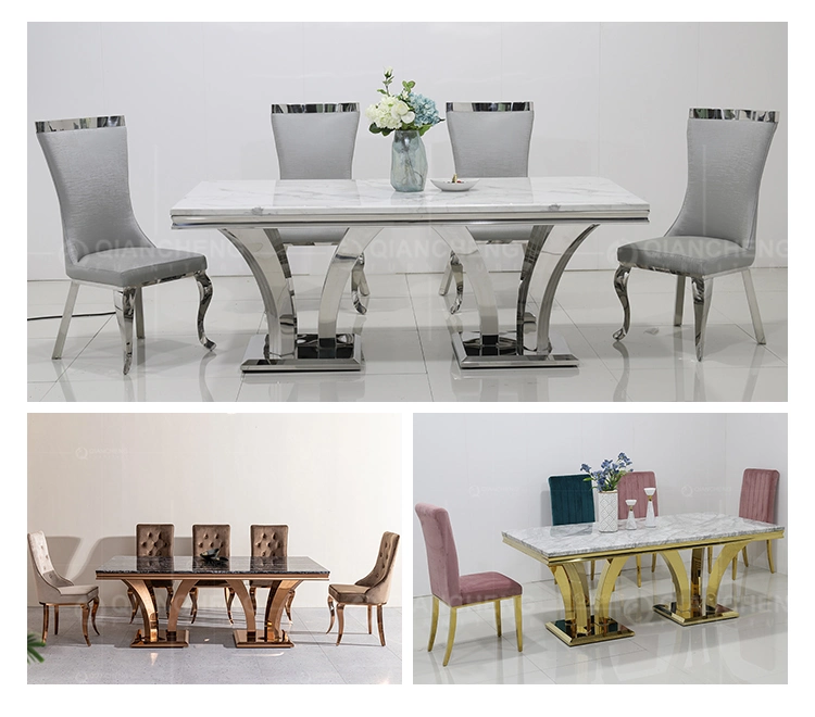 Dining Room Furniture Table Set Marble Table with 8 Chairs
