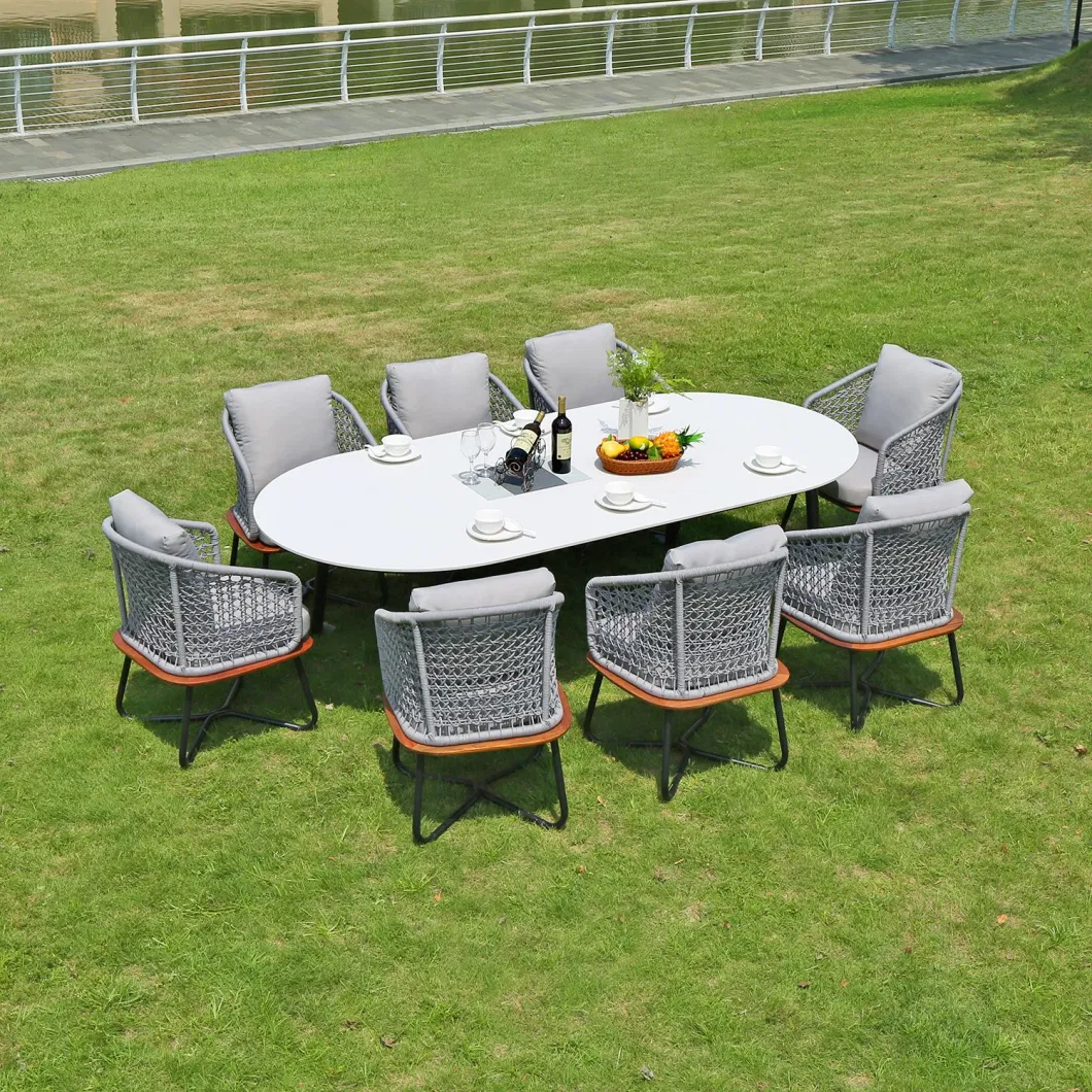 New Design Outdoor Garden Dining Aluminum Table and Chair Set Sectional Restaurant Furniture