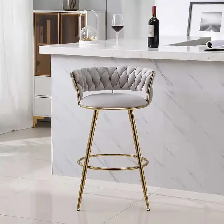 Wholesale Velvet High Chair with Back Cushion for Kitchen Living Room Bar