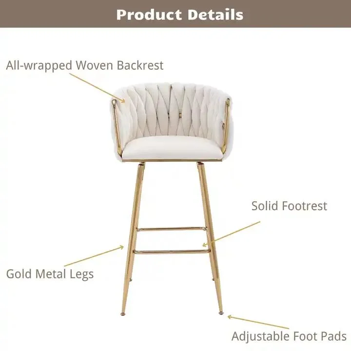 Wholesale Velvet High Chair with Back Cushion for Kitchen Living Room Bar