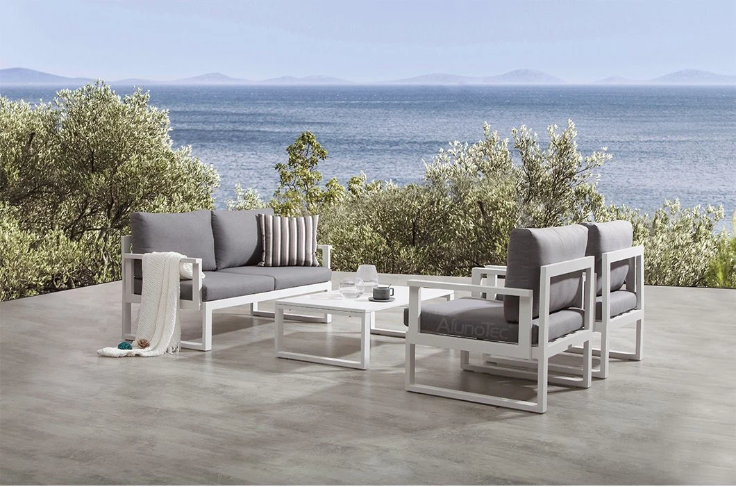 Outdoor Waterproof Patio Aluminum Frame 4 Seat Combination Garden Furniture Sectional Sofa Set