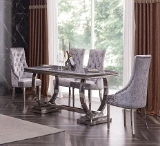 Simple Cheap Nordic Dining Room Table Marble Design Rectangular Sintered Stone Folding Extendable Furniture Table and Chairs