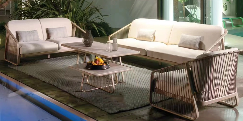 Outdoor Balcony Garden Rope Aluminum Furniture Patio Sectional Sofa Set