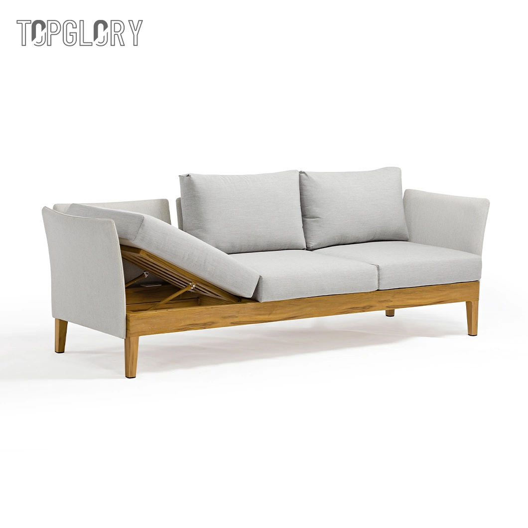 Hotel Used Garden Corner Lounge Set Aluminum and Wooden Sectional Sofa for Outdoor