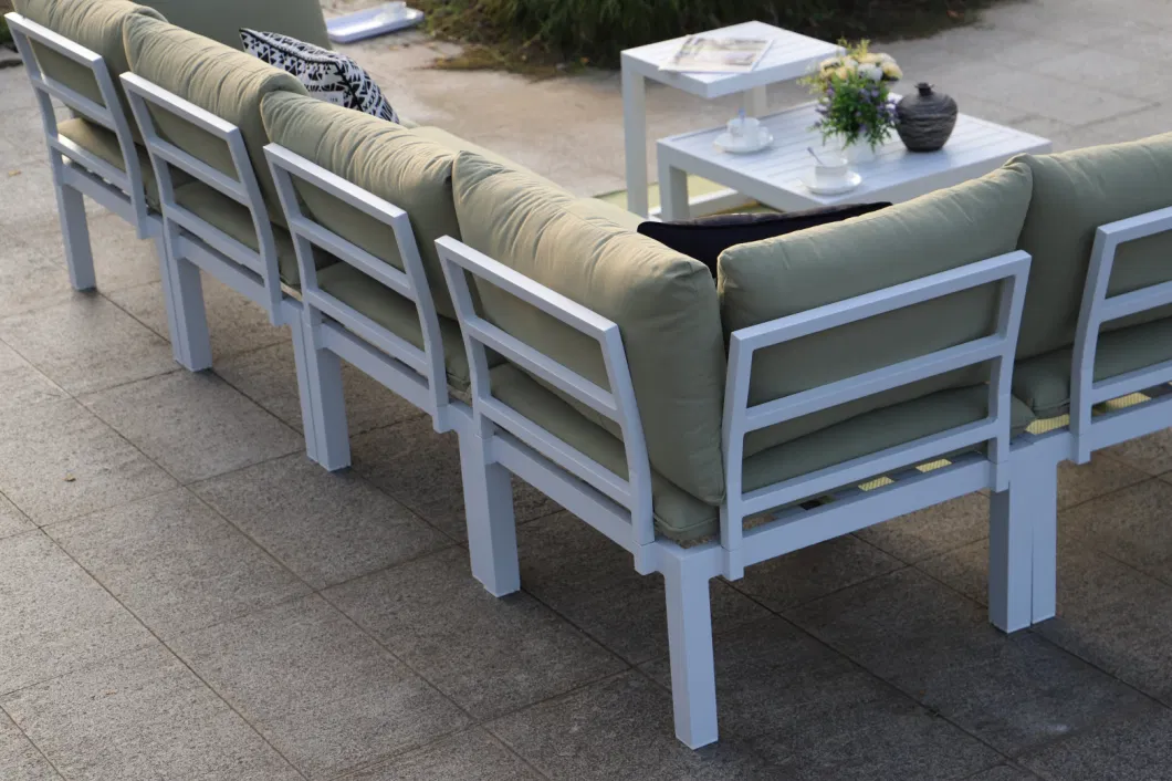 Modern Outdoor Sectional Sofa Set Combined Sofa with Removable Aluminium Armrest and Back