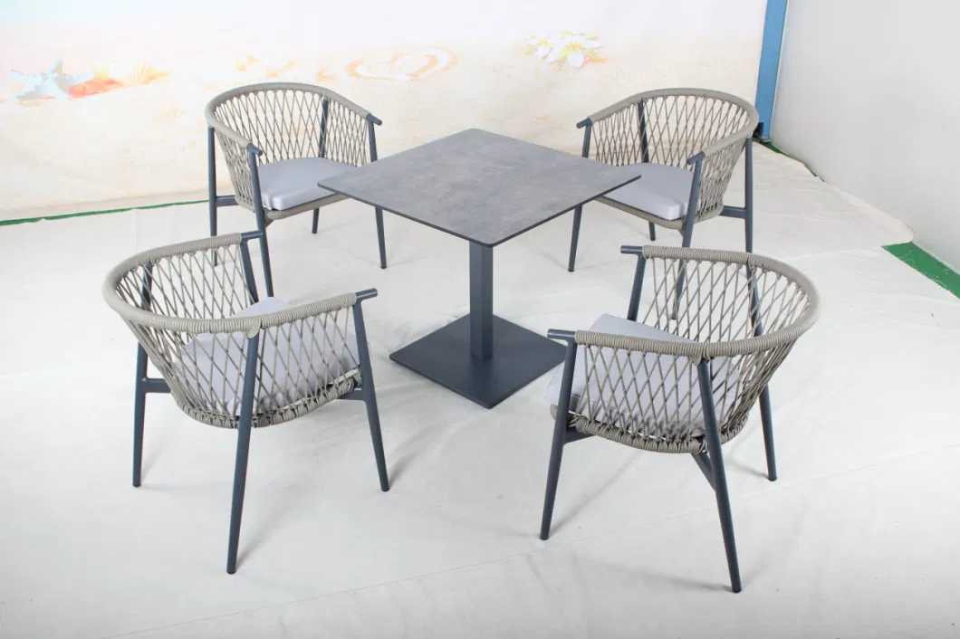 Hot Selling Outdoor Restaurant Coffee Shop Balcony Furniture Rope Woven Garden Dining Chair