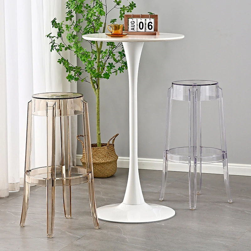 Transparent Chair Acrylic High Round Bar Stool Creative High Chair