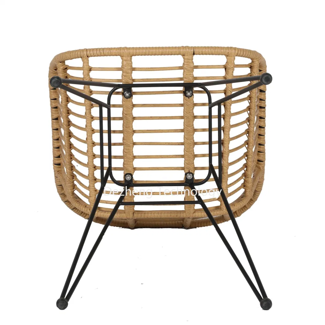 Factory Wholesale Outdoor Garden Forest Style Metal Rattan Patio Dining Chair Set