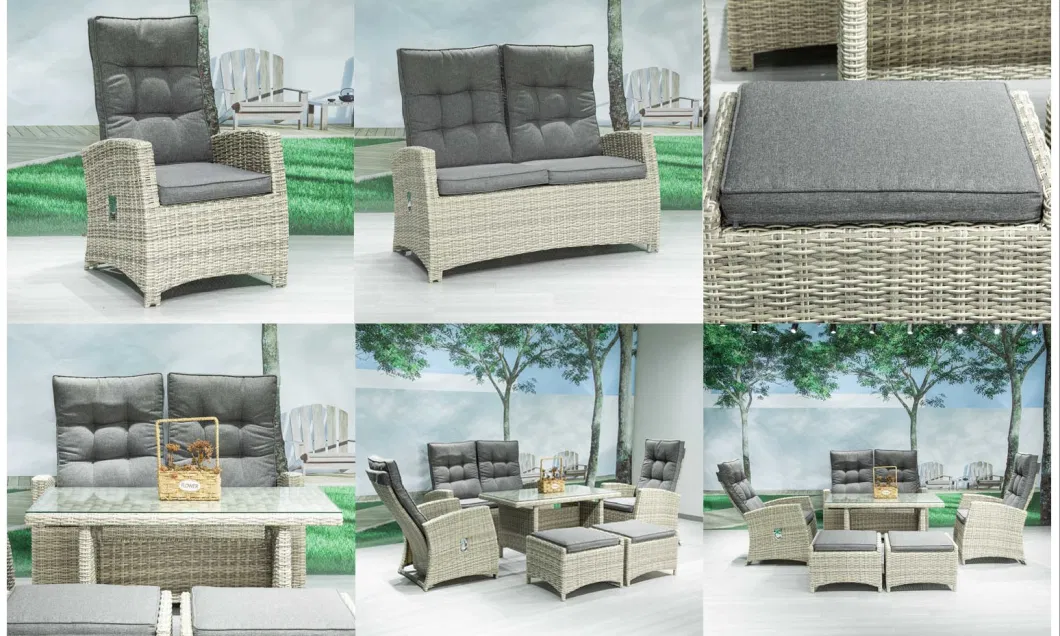 All Aluminum Disassembly Rattan Lounge Sofa Six Piece Set