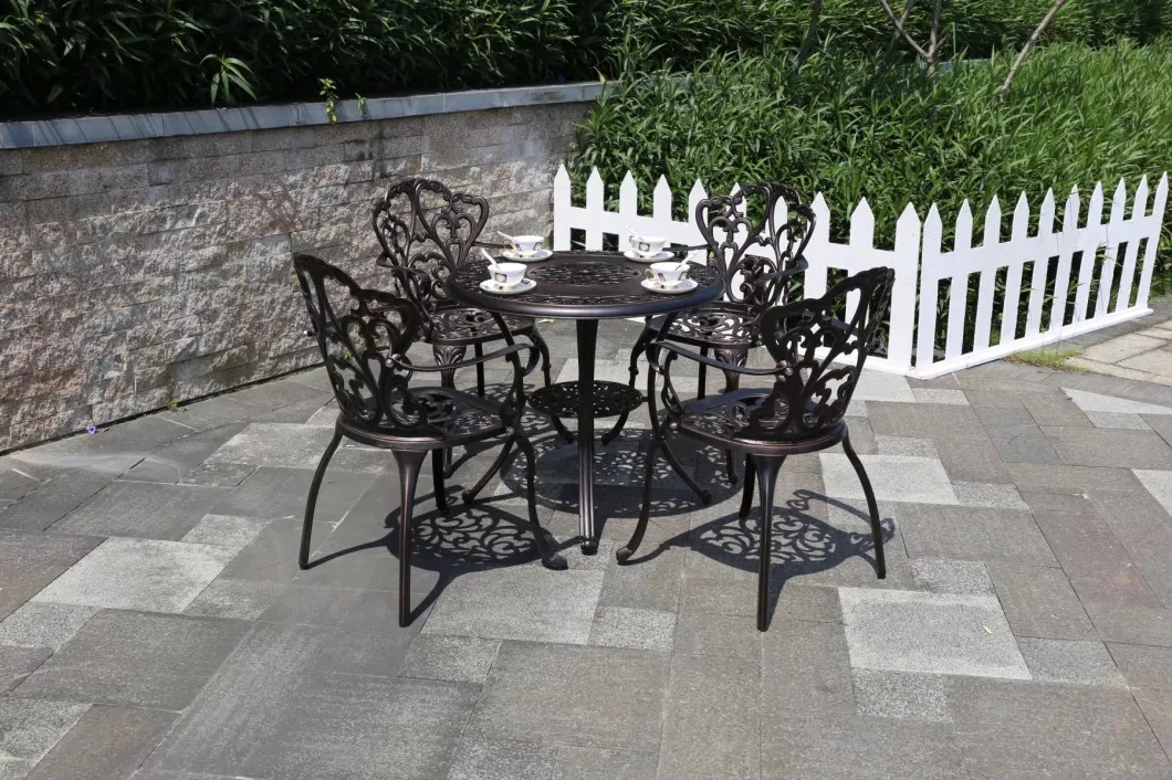 High End Outdoor Table and Chair Combination, Fully Cast Aluminum Round Table, Open-Air Garden, Courtyard, Outdoor Leisure Furniture