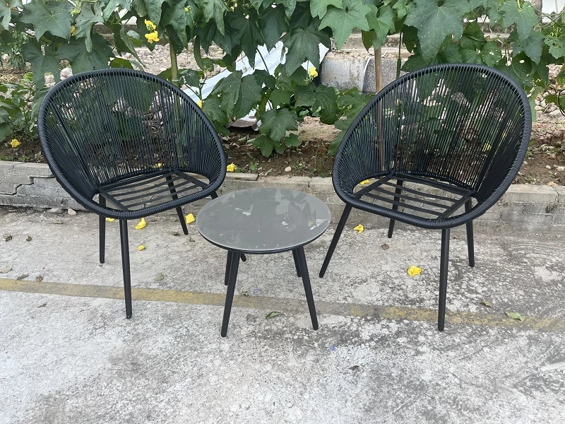 3-Piece Garden Balcony Rattan Furniture Bistro Set for 2 People