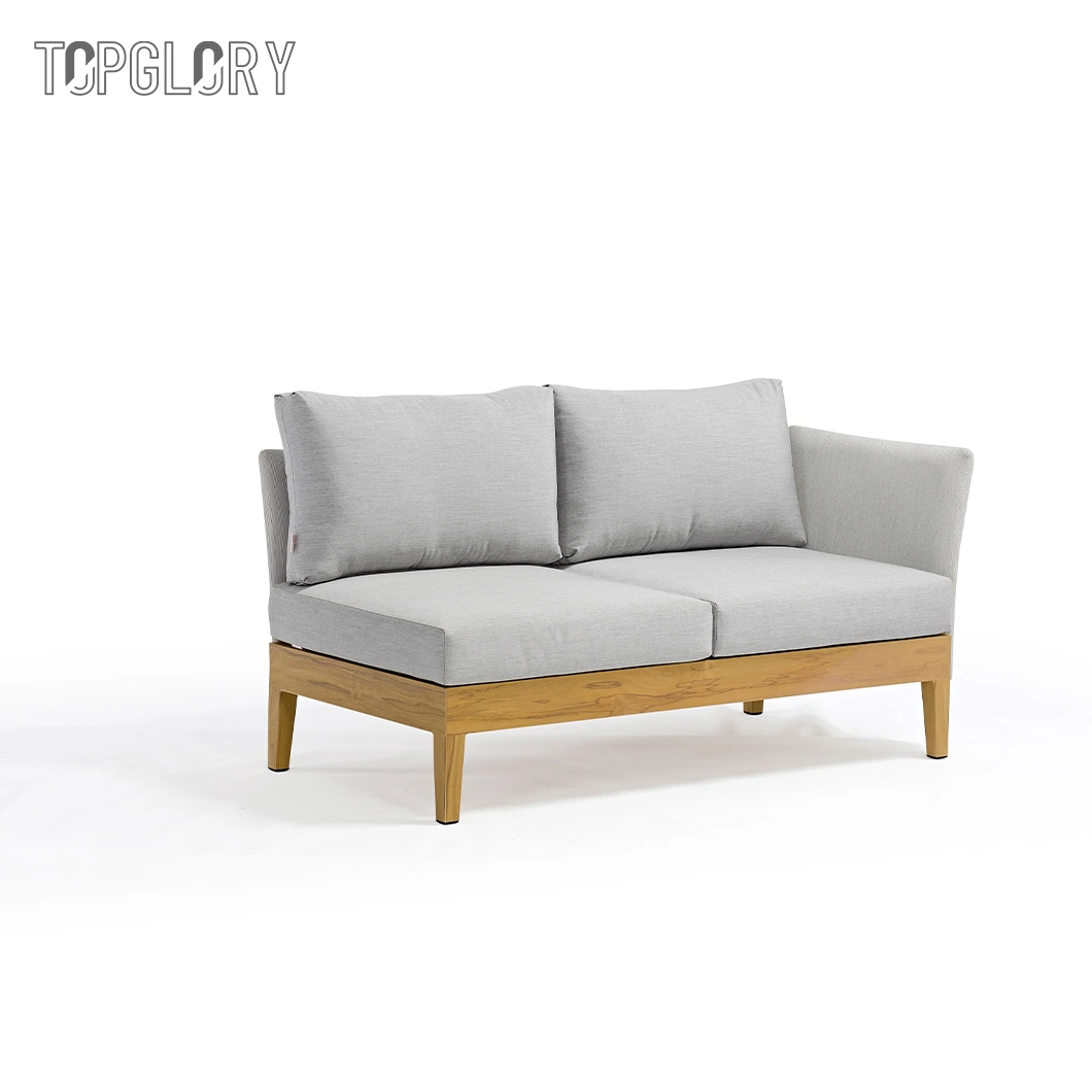 Hotel Used Garden Corner Lounge Set Aluminum and Wooden Sectional Sofa for Outdoor