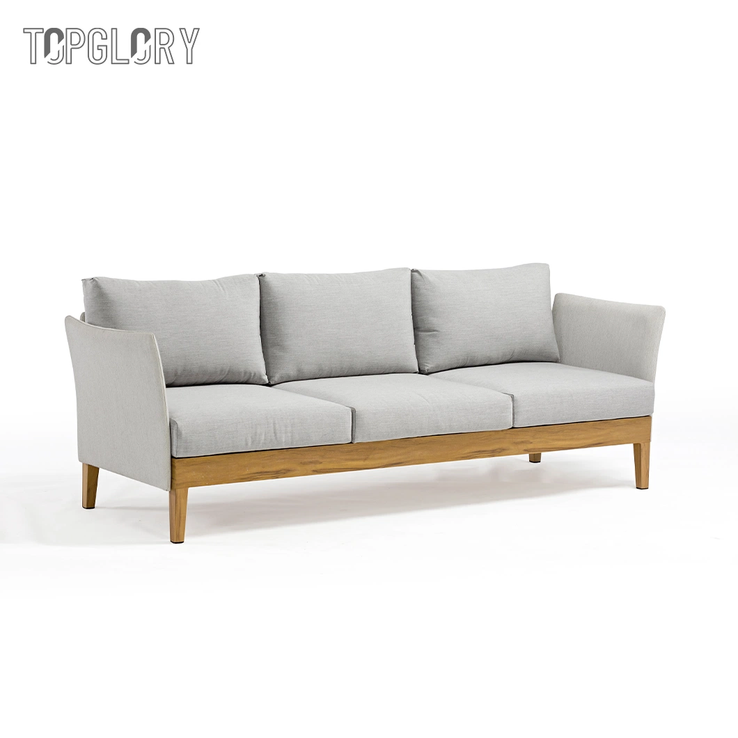 Hotel Used Garden Corner Lounge Set Aluminum and Wooden Sectional Sofa for Outdoor