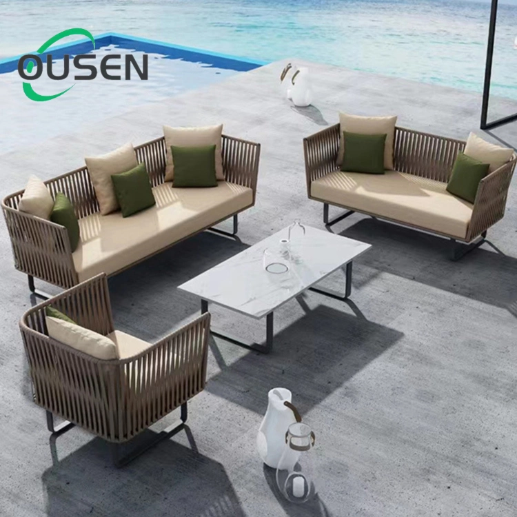 Balcony Design Rattan Outdoor Courtyard Combination Sofa of Single or Three Furniture