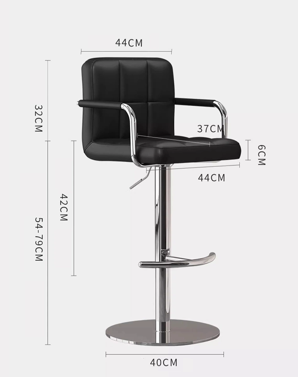 Nordic Kitchen Leather PU Contoured Back Bar Stool Cafe High Bar Chairs