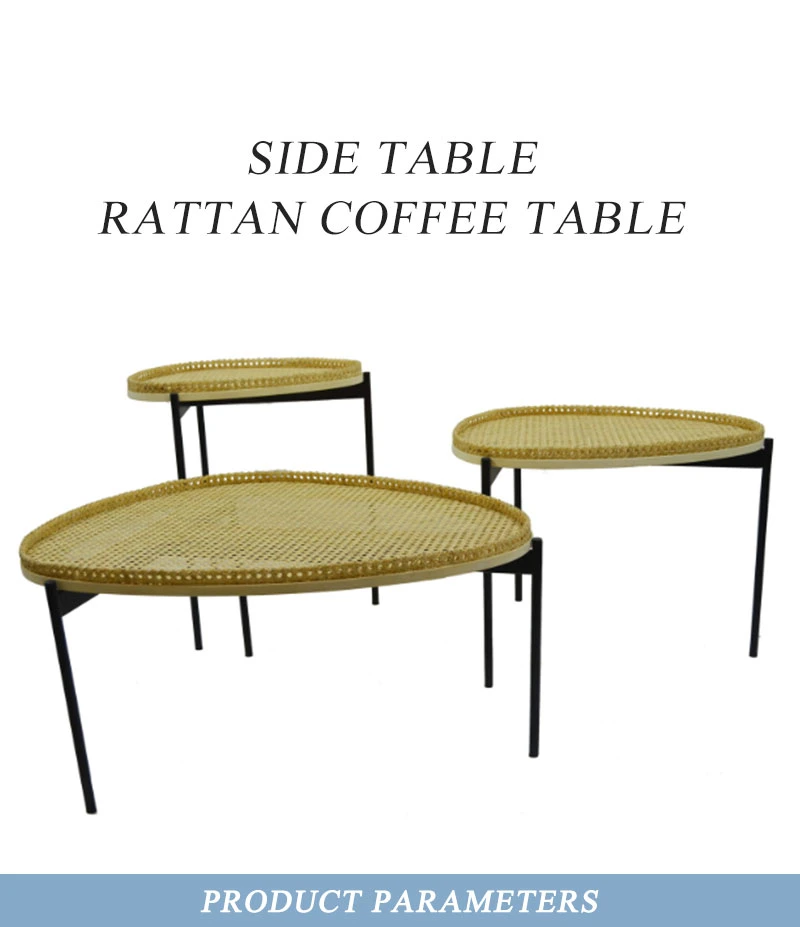 Nordic Natural Rattan Solid Wood Round Coffee Table
