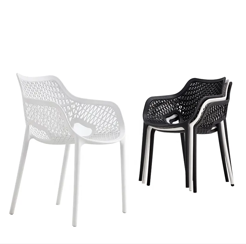 Nordic Plastic Chairs, Modern Dining Chairs, Leisure Outdoor Stackable Hollow Chairs