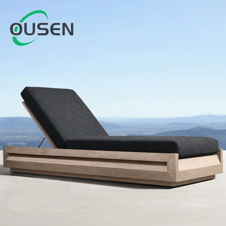 All Weather Luxury Customized Patio Outdoor Teak Wooden Sun Lounger