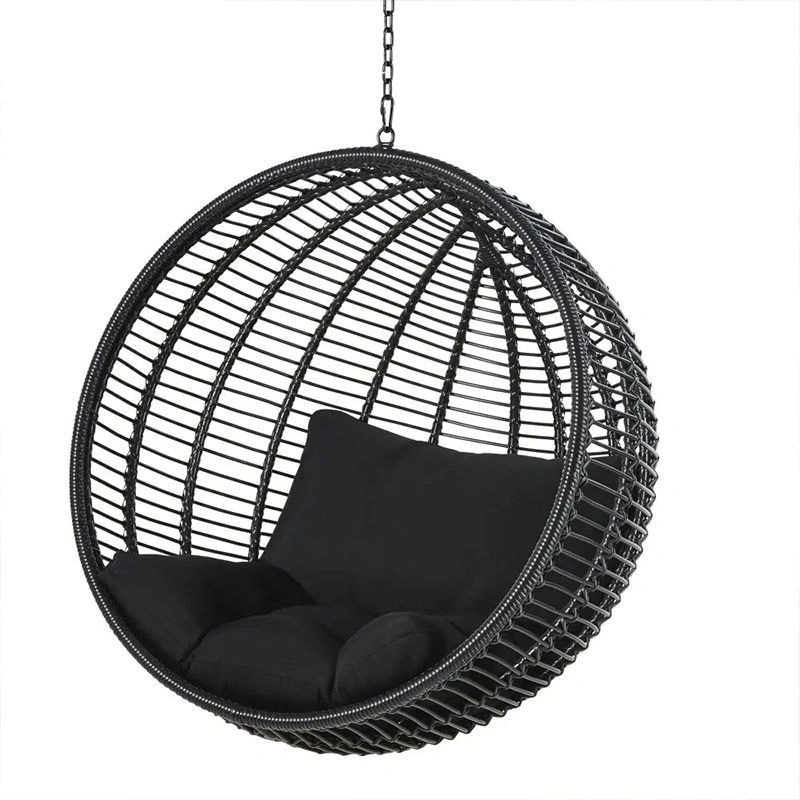 Modern Rattan Basket Balcony Single Seat Outdoor Swing Chair Handing Egg Shape Adult Patio Outdoor Furniture