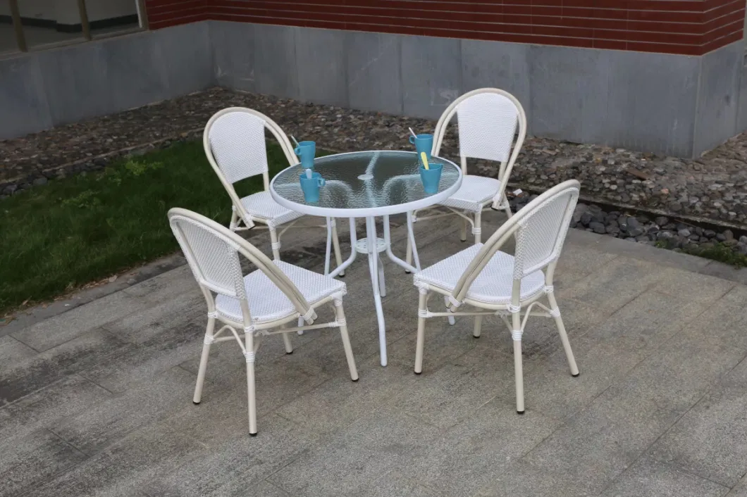 Contemporary and Contracted Leisure Outdoor Furniture White Milk Tea Shop Cafe Outdoor Garden Chairs and Tables Set Combination