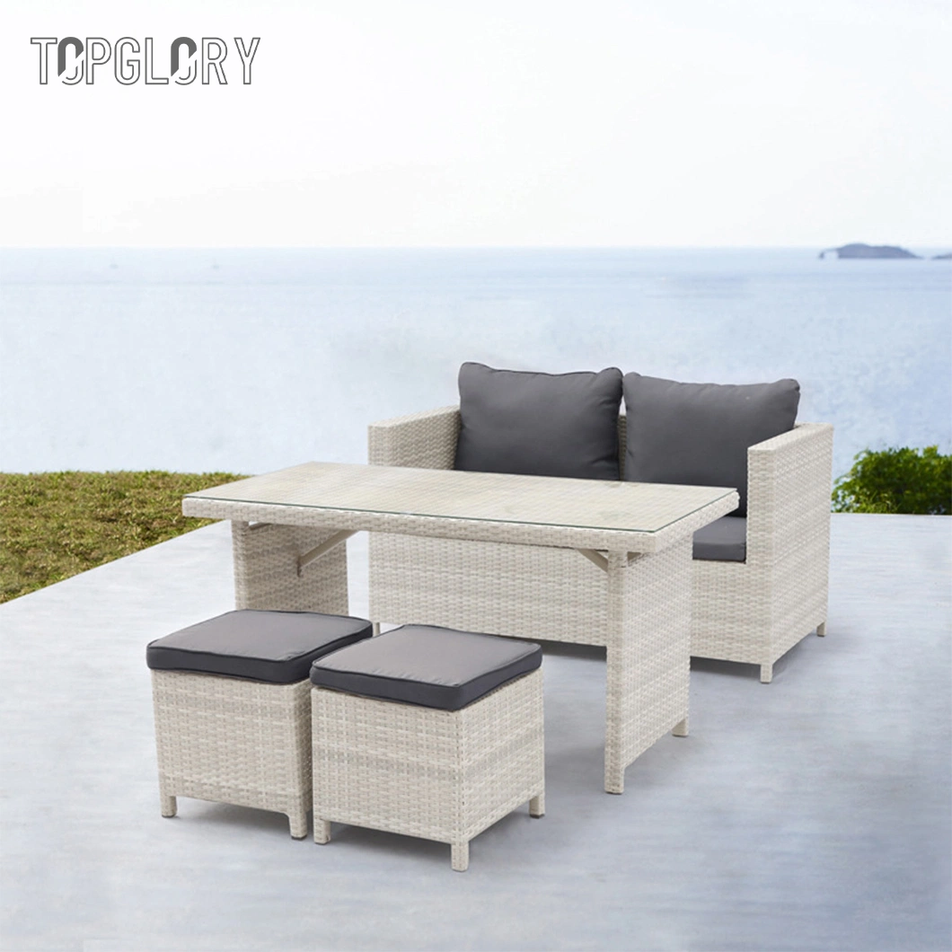 4 Piece Outdoor Patio Furniture Sets Wicker Conversation Set for Porch Deck Gray Rattan Sofa Chair with Cushion