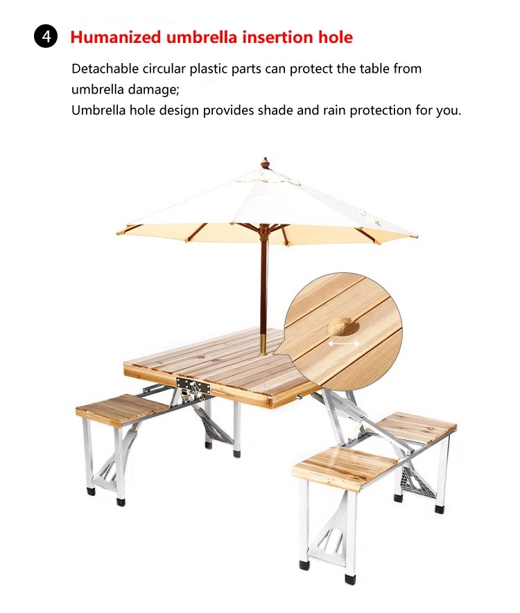Extendable Wooden Square Outdoor Tables for Camping